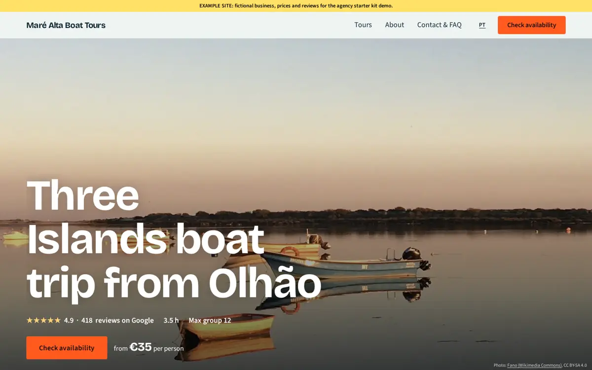 Boat tour example site